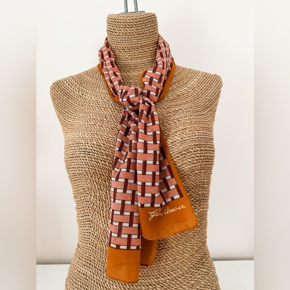 VINTAGE Gim Renoir | Rust and Salmon Patterned Scarf - Picture 5 of 5